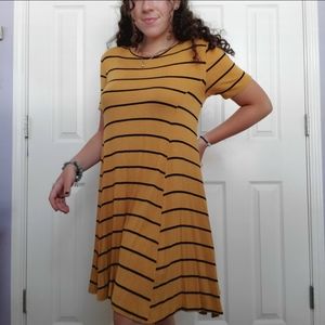 Yellow Striped Tee Shirt Dress
